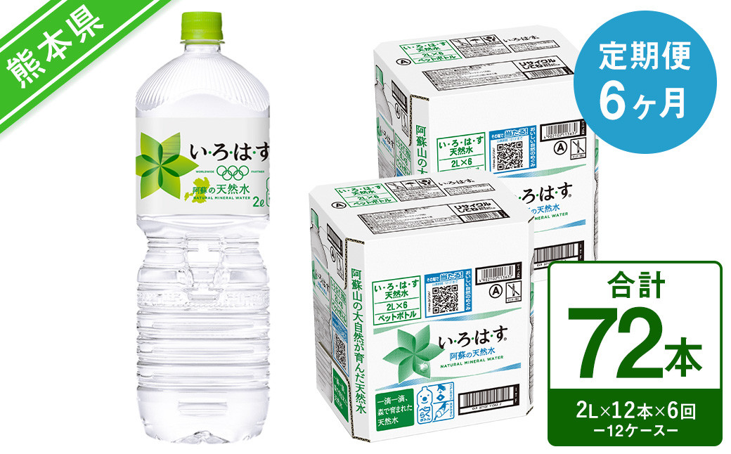 
【定期便6回】い・ろ・は・す（いろはす）阿蘇の天然水 2L 計12本×6回
