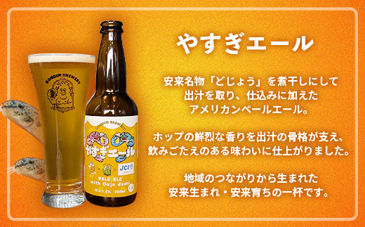 オリジナルクラフトビール3種×2本 計6本セット（やすぎエール･荒島レッド･月光麦酒）【島根県 安来市 クラフトビール 発泡酒 瓶ビール ビン 地ビール 亀治米 月山 酒粕 仕込水 使用 飲み比べ 晩