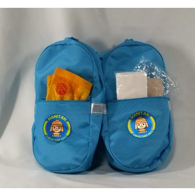 ふるさと納税 高槻市 【TVで紹介!】ランドセル用補助バッグ「サンドセル」はにたんバージョン/ポケットあり《スカイブルー》 |  | 01