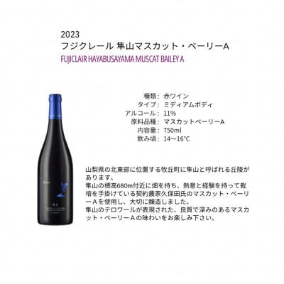 ふるさと納税 山梨市 フジクレールワイナリー 隼山マスカット・ベーリーA 750ml×1本 |  | 01