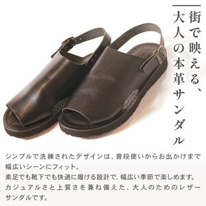 メンズ レザーサンダル 黒 Mサイズ 【サンダル】