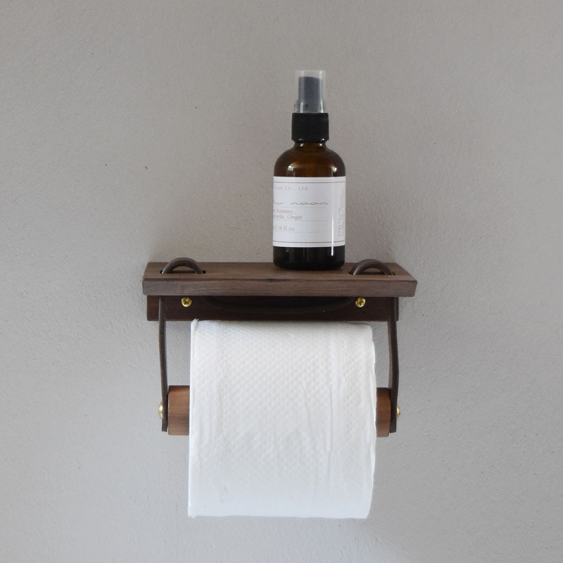 Teha’amana Toilet paper holder テハマナ トイレットペーパーホルダー ウォールナット ブラック 革 皮 雑貨 おしゃれ レザー 本革 こだわりの逸品 地域特産品 ギフト 