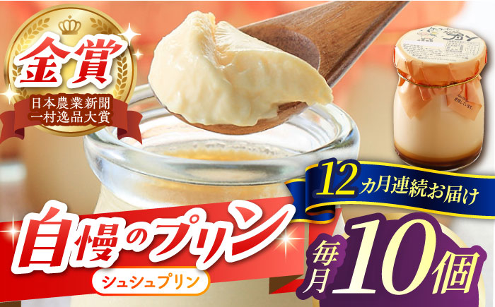 
            【12回定期便】シュシュプリン 10個/月（計120個）/ プリン スイーツ ミルク ジャージ―牛乳 / 大村市 / おおむら夢ファームシュシュ [ACAA311]
          