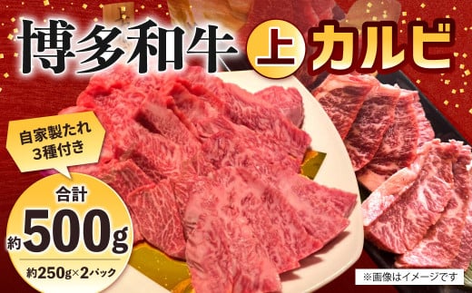 博多和牛 上カルビ 約500g（約250g×2パック） カルビ 上カルビ 牛肉 肉 博多和牛 付けダレ 冷凍 福岡県産