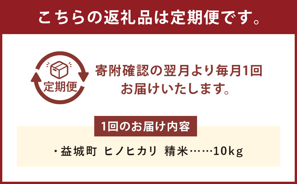 【3回定期便】令和6年産 熊本益城町 精米 ヒノヒカリ 10kg×3回 合計30kg