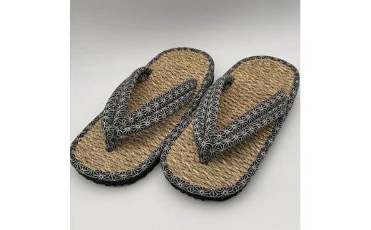 七島い (しちとうい) 下駄風雪駄（2L・麻の葉黒）七島藺 雪駄 下駄 履物 靴 和装 和服 ファッション 【opat002】【青木本店】