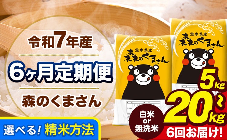【6ヶ月定期便】令和7年産 無洗米 も選べる 森のくまさん 5kg 10kg 15kg 20kg 《お申込み翌月から出荷》 熊本県産 無洗米 白米 精米 ひの 米 こめ ふるさとのうぜい コメ 熊本米 定期便---mk7tei_69000_5kg_mo6_gkt_h---