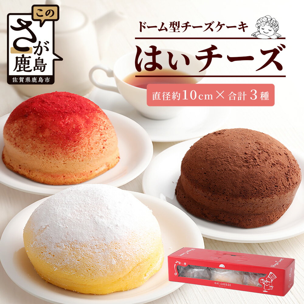 【ふるさと納税】ふわしゅわ食感♪ドーム型スフレケーキ「はいチーズ」3種セット（プレーン・チョコ・いちご）｜お子様に人気 お祝い 誕生日 ギフト 贈答用 イベントスイーツ 佐賀県 鹿島市 送料無料 B-308