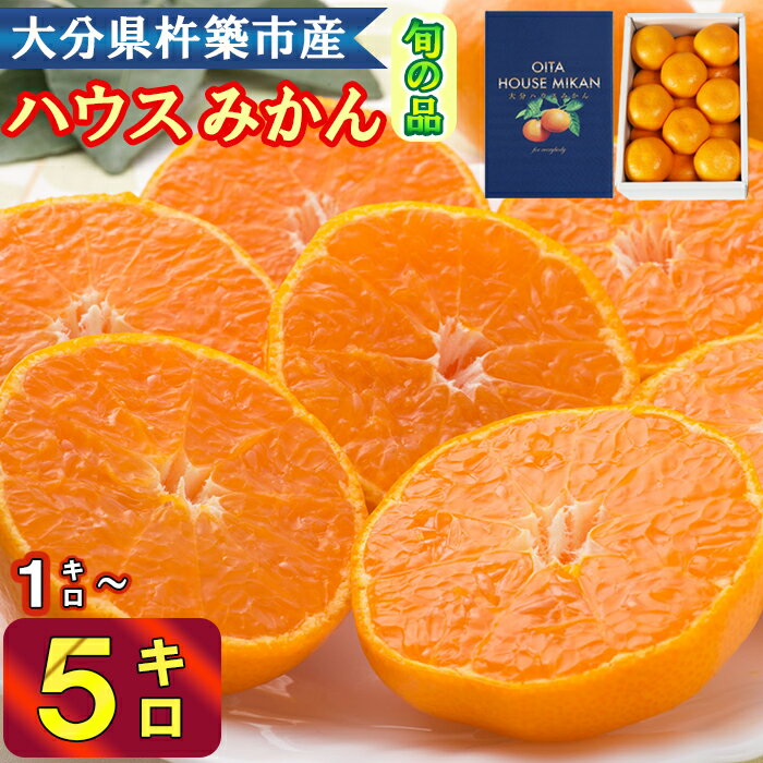 【ふるさと納税】 ハウスみかん 1kg〜5kg（ギフト用） みかん 温州ミカン 1kg 2kg 5kg 甘い 秀品 柑橘類 糖度 6月 7月 ハウスみかん ギフト プレゼント ギフトボックス 化粧箱 フルーツ 先行予約 九州 大分 杵築 10000円 ＜132-701＞