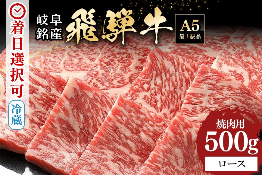 飛騨牛 A5等級 ロース 500g 焼肉用  冷蔵配送 焼肉 焼き肉 バーベキュー BBQ キャンプ アウトドア 牛肉 肉 お肉 FC-48