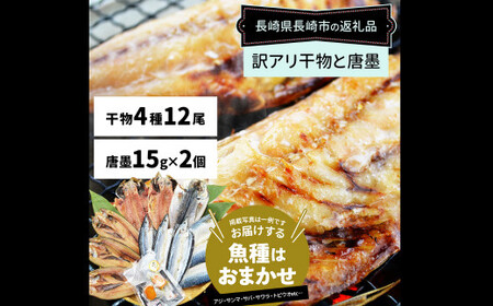 【全3回定期便】長崎加工 訳ありおまかせ干物 4種類 (12枚) と カラスミ 詰め合わせ ／ セット 詰合せ ひもの 海鮮 魚介 乾物 魚 長崎県 長崎市