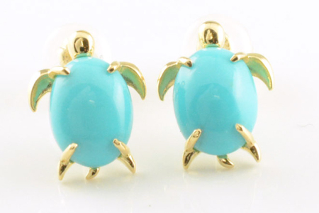 ピアス K18 亀 ターコイズ イエローゴールド スタッドピアス ジュエリーケース付き [シエロ 山梨県 中央市 21470670] アクセサリー ジュエリー アクセ 18金 ハワイ ハワイアン ウミ