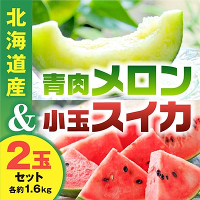 【2026年発送】北海道産青肉メロン・小玉スイカ(各約1.6kg×1玉)_02065【配送不可地域：離島】【1455245】