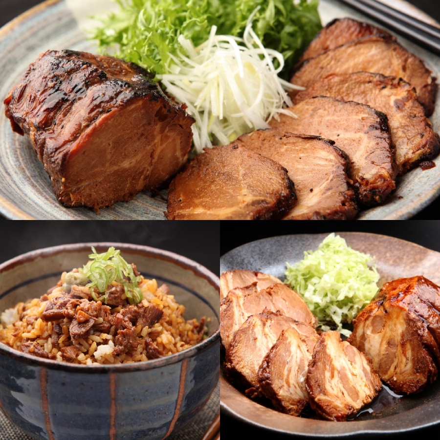 ＜肉の御嵩屋＞焼豚・煮豚・焼豚丼の素 3種セット280g×3