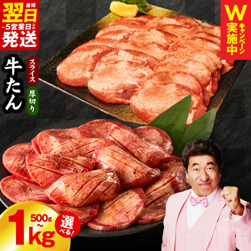 【ふるさと納税】寄附金額改定 Wレビューキャンペーン 牛たん 500g / 1kg 選べる スライス / 厚切り / 食べ比べ 最短翌日～5営業日以内発送 小分け 訳あり サイズ不揃い BBQ お肉 冷凍 牛肉 熟成肉 氷温熟成 限定 肉厚 歯ごたえ 焼肉 泉佐野市 送料無料 肉の泉佐野 丸善CP