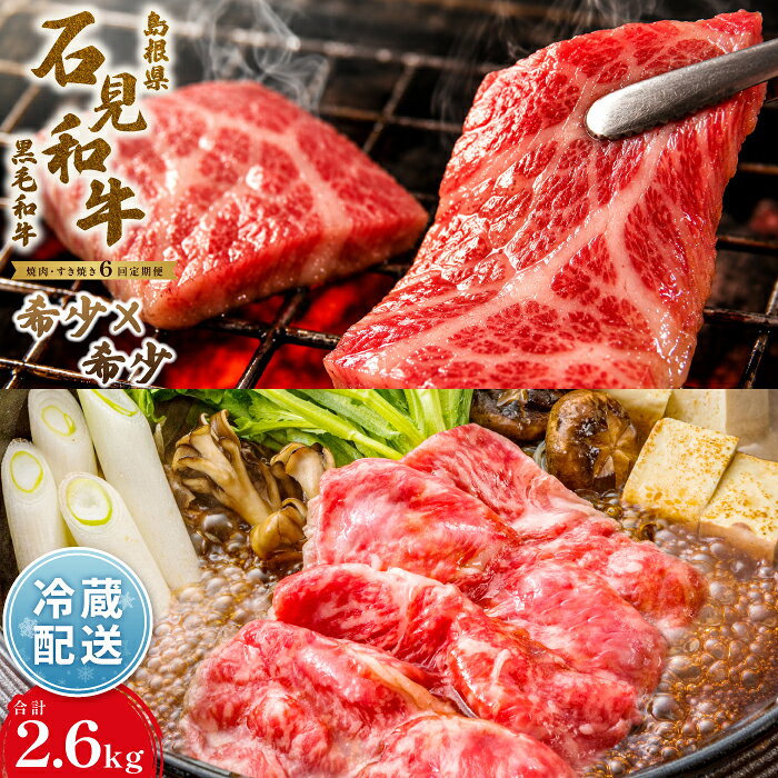 【ふるさと納税】 【定期便6ヶ月】石見和牛 ミックスすき焼き 300g 焼き肉 300g 肩ロースすき焼き 450g 焼肉 450g ロースすき焼き 550g 焼肉 550g 合計約2.6kg 毎月お届け 6回 国産 肉 牛肉 ブランド牛 スライス 特産品 お取り寄せ グルメ