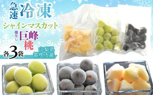 急速冷凍シャイン、冷凍巨峰、冷凍桃（各3袋） 230-004-a-2