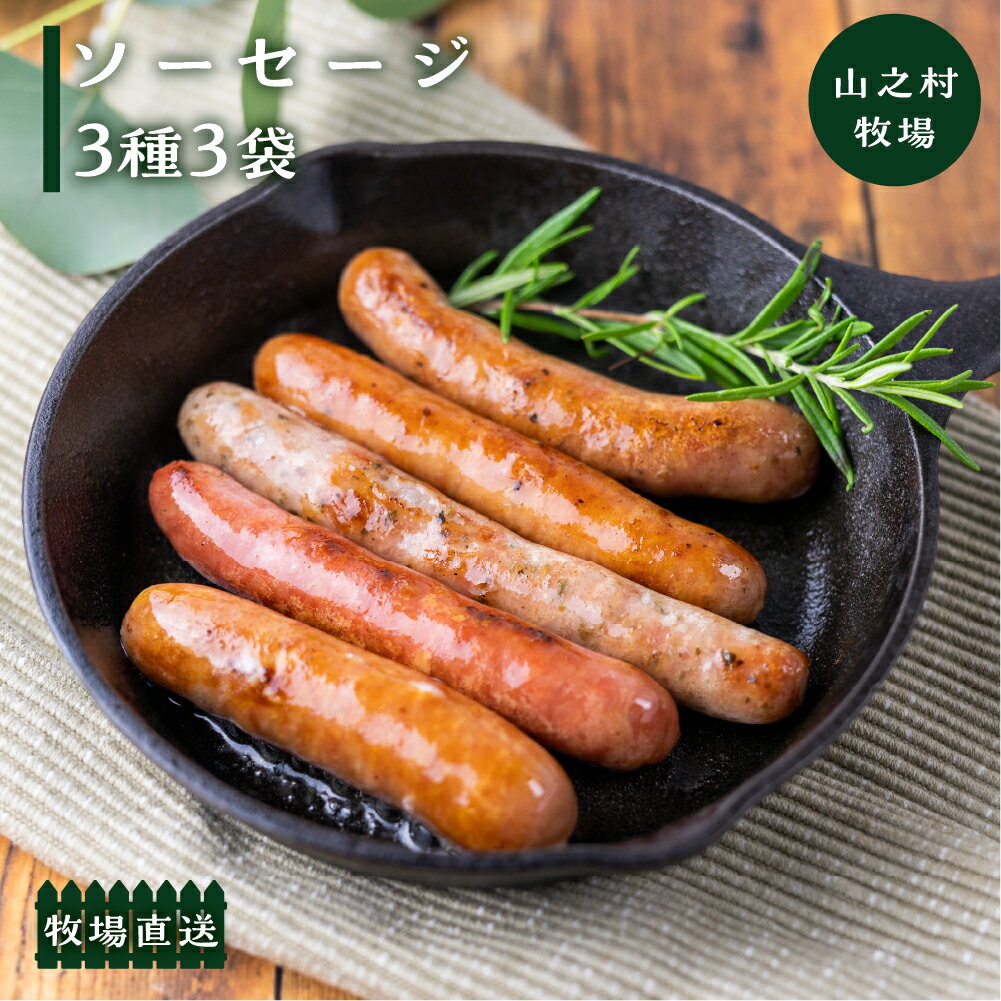 【ふるさと納税】＼好みで選べる♪／燻製ソーセージ 3種3袋セット/ 食べ比べ あらびき バジル ハーブ チーズ えごま 味噌 詰め合わせ おつまみ 山之村牧場 国産 肉 冷凍 飛騨市