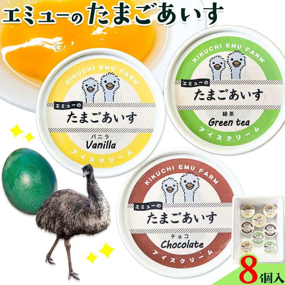 エミューのたまごアイス 8個入り エミュー観光牧場 《30日以内に出荷予定(土日祝除く)》 熊本県 菊池市 卵 たまご エミュー 食用卵 アイス デザート 国産 熊本県産 産地直送 送料無料