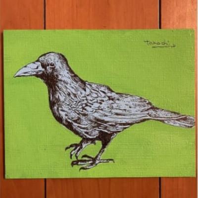 ふるさと納税 横須賀市 動物画(カラス)プレート F0サイズ【たのち】