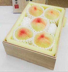岡山県産　白桃 5玉 (1.5kg以上) 等級：ロイヤル 木箱入り