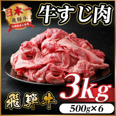 【ふるさと納税】飛騨牛 牛すじ肉 約3kg(約500g×6) 訳あり【冷蔵便】A4等級以上【配送不可地域：離島】【1634548】
