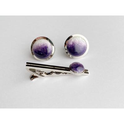 ふるさと納税 津島市 藤色の七宝焼ネクタイピン(丸)&カフスセット |  | 01
