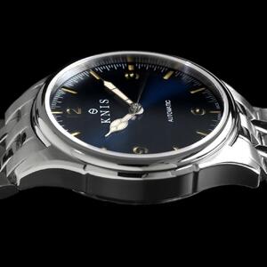 【KNIS KYOTO】 KNIS ニス レトロモダン 日本製 自動巻き 腕時計 ブルー