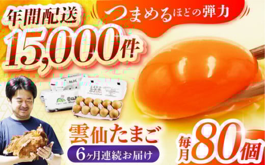 【全6回定期便】 雲仙たまご 80個(10個入り×8パック) 長崎県/塚ちゃん雲仙たまご村 [42ACAE015] 卵 玉子 タマゴ 鶏卵 長崎 島原 九州