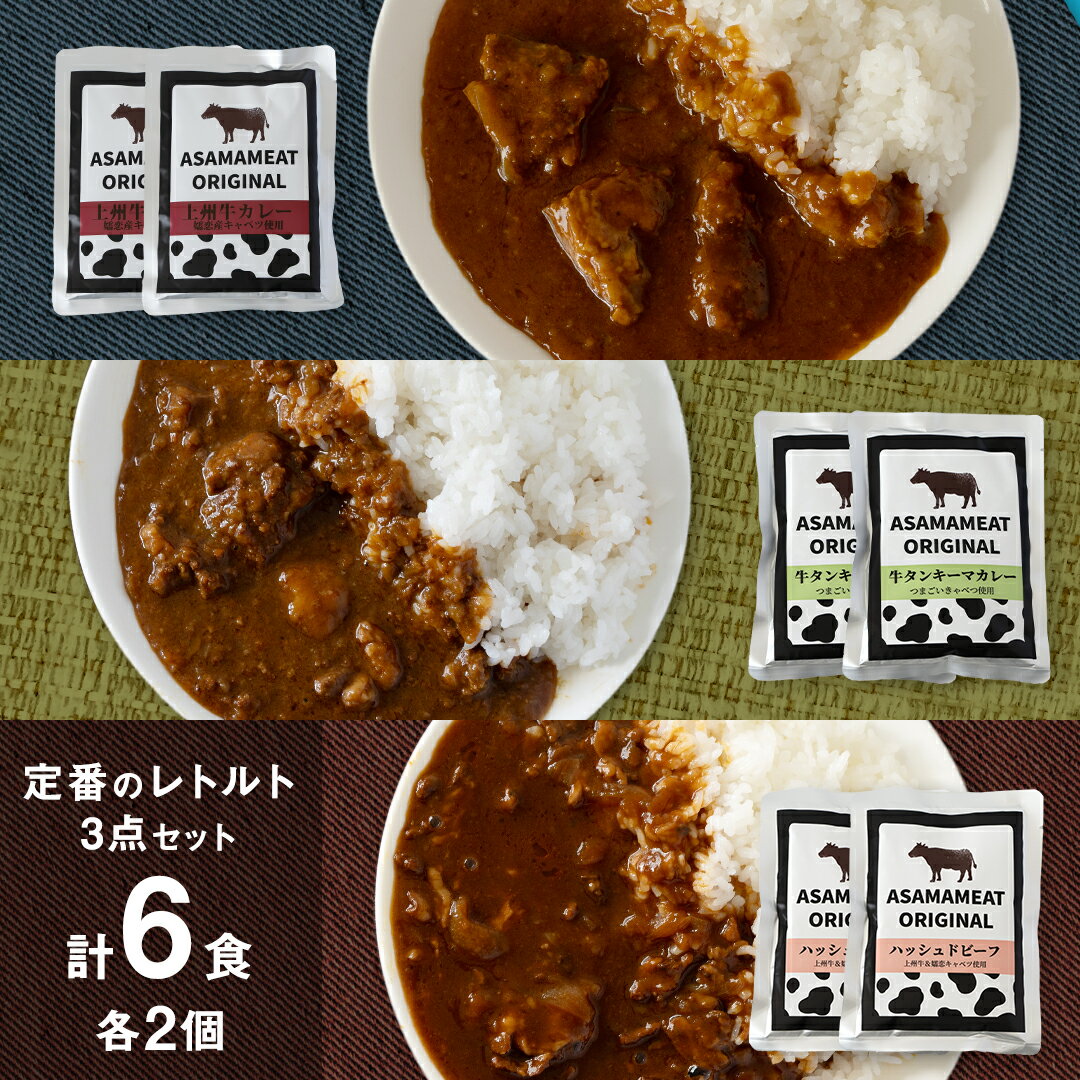 【ふるさと納税】 定番のレトルト 3点セット 2人前 上州牛カレー 牛タンキーマカレー ハッシュドビーフ の詰め合わせ レトルト レトルトカレー おかず 温めるだけ 6食 食べ比べ 長期保存可 災害対策 ローリングストック