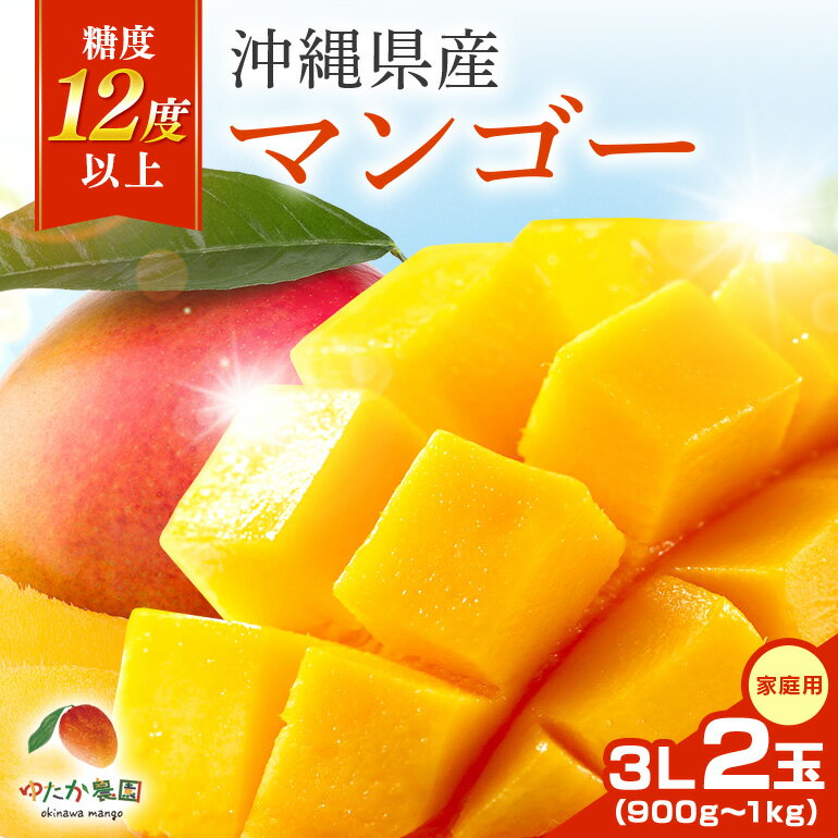 【ふるさと納税】【 先行予約 2026年 発送】ゆたか農園　糖度12度以上！沖縄県産マンゴー 3L 2玉（家庭用） アップルマンゴー アーウィンマンゴー 国産 完熟マンゴー 果物 くだもの フルーツ 完熟 夏 旬 特産品 沖縄 お取り寄せ 産地直送 農家直送 甘い 濃厚 糸満市