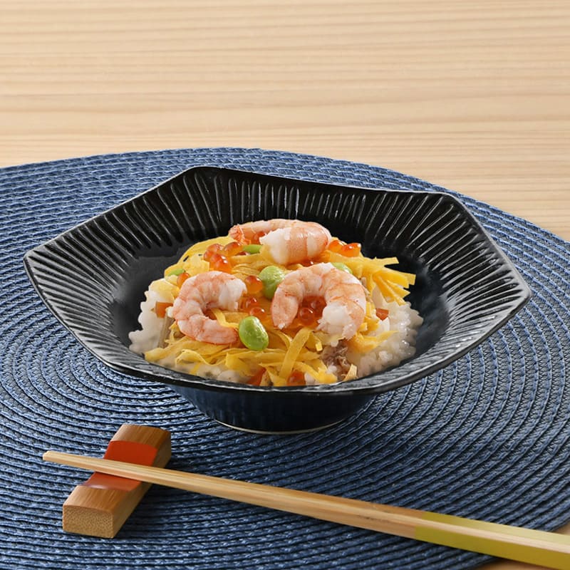 【ふるさと納税】乃利陶窯 五臓六腑が喜ぶ【こくようせき】黒曜石鎬彫六角多用皿 A24-41