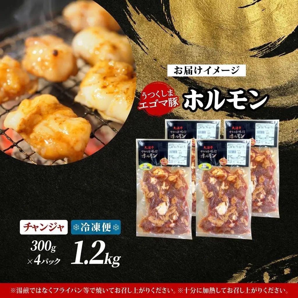 ホルモン 大沼亭 うつくしまエゴマ豚 チャンジャ ピリ辛 ホルモン【約1.2kg】【冷凍】
