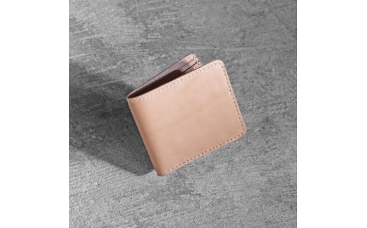 栃木レザー使用｜滑らか本革二つ折り財布｜Half wallet 01｜タン｜minca（全7色）