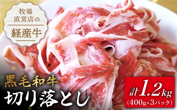 【小分けがうれしい！】牧場直営店の黒毛和牛の切り落とし 1200g（400g×3パック） 【川崎畜産】[IAX003]