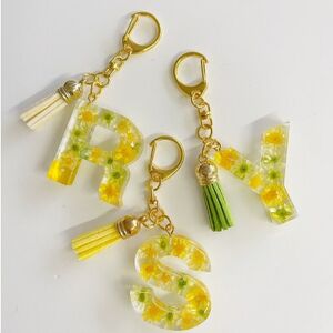 イニシャル　ハーバリウムキーホルダー　イエロー系　【S】【1446194】