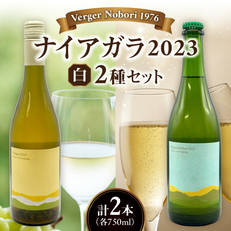 【ふるさと納税】余市町 ナイアガラワイン 2本セット 2023 各750ml×2本 Verger Nobori 1976 辛口白 ＆ 微発泡 ナイアガラ ワイン 白ワイン 余市町登町 マスカットの香り 繊細な味わい フレッシュ 風味 淡い黄金色 きめ細やかな泡 柑橘系 さっぱり 酸味 北海道 送料無料