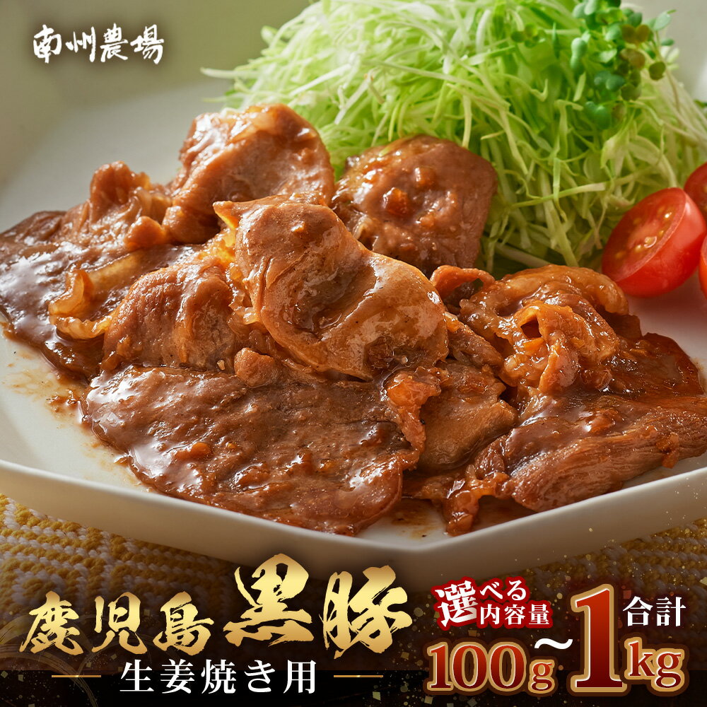 【ふるさと納税】鹿児島県産 黒豚生姜焼き　選べる内容量（100g～1kg） 味付き肉 冷凍 | 鹿児島 黒豚 かごしま黒豚 お味見 お試し お一人様用 お肉 肉 豚肉 しょうが焼き 焼くだけ 味付き おかず お弁当 加工肉 真空パック 鹿児島県 南大隅町 南州農場