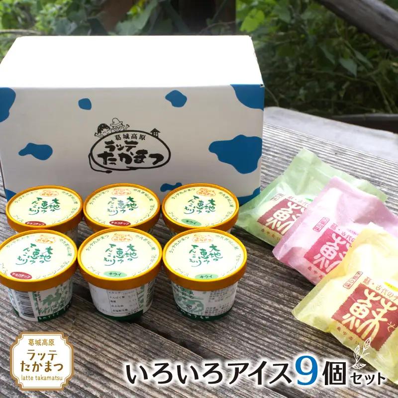 （冷凍） ラッテたかまつ いろいろアイス９個セット ／ チーズ入り 最中 モナカ いちご イチジク 柿【latt006】