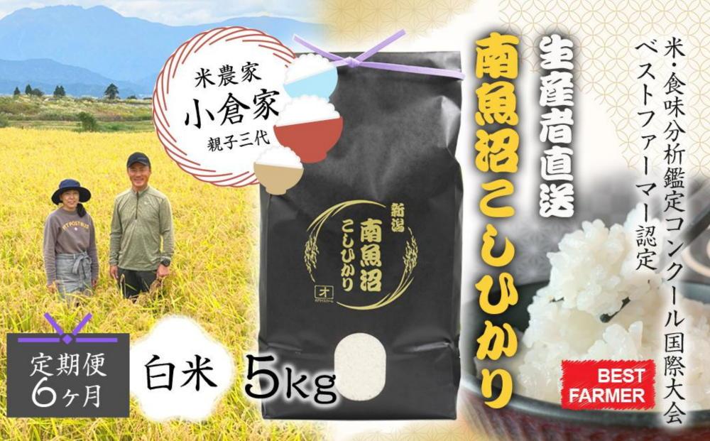 【生産者直送】【定期便６ヶ月】【令和8年産　新米予約 】南魚沼産こしひかり 白米5kg×全6回　合計30kg   オグライスファーム＜コシヒカリ 精米 農家直送＞【定期便 お米 米】【2026年10月中旬から1ヶ月以内に順次発送予定】
