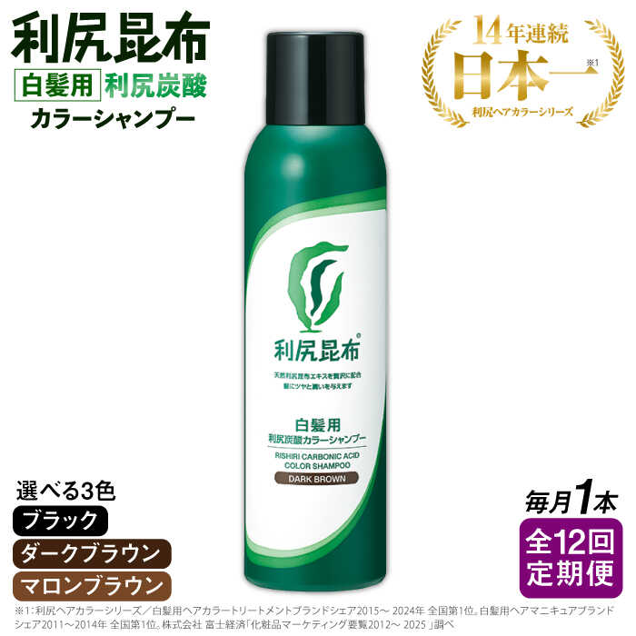 【ふるさと納税】【全12回定期便】【白髪用】利尻炭酸カラーシャンプー ムラなく染まる 濃密泡 白髪染め 無添加 植物由来 カラーリング ヘアカラー シャンプー 低刺激 炭酸 敏感肌 ノンシリコン 補修 臭わない ヘア ケア 潤い成分 全体染め