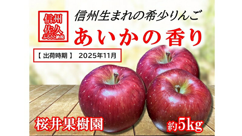 【ふるさと納税】長野県産りんご『あいかの香り』 家庭用 約5kg（10～23玉入）＜2025年11月出荷／沖縄・離島は配送不可＞信州 果物 旬彩 先行予約 期間限定 国産 【幻のリンゴ　希少品種あいかの香り 長野県 佐久市 旬彩】