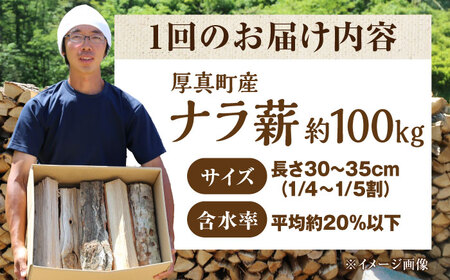 【全2回定期便】北海道 ナラ薪 100kg（20kg×5箱）【西埜馬搬】 薪 まき 薪ストーブ ストーブ キャンプ 北海道  [AXBE006]
