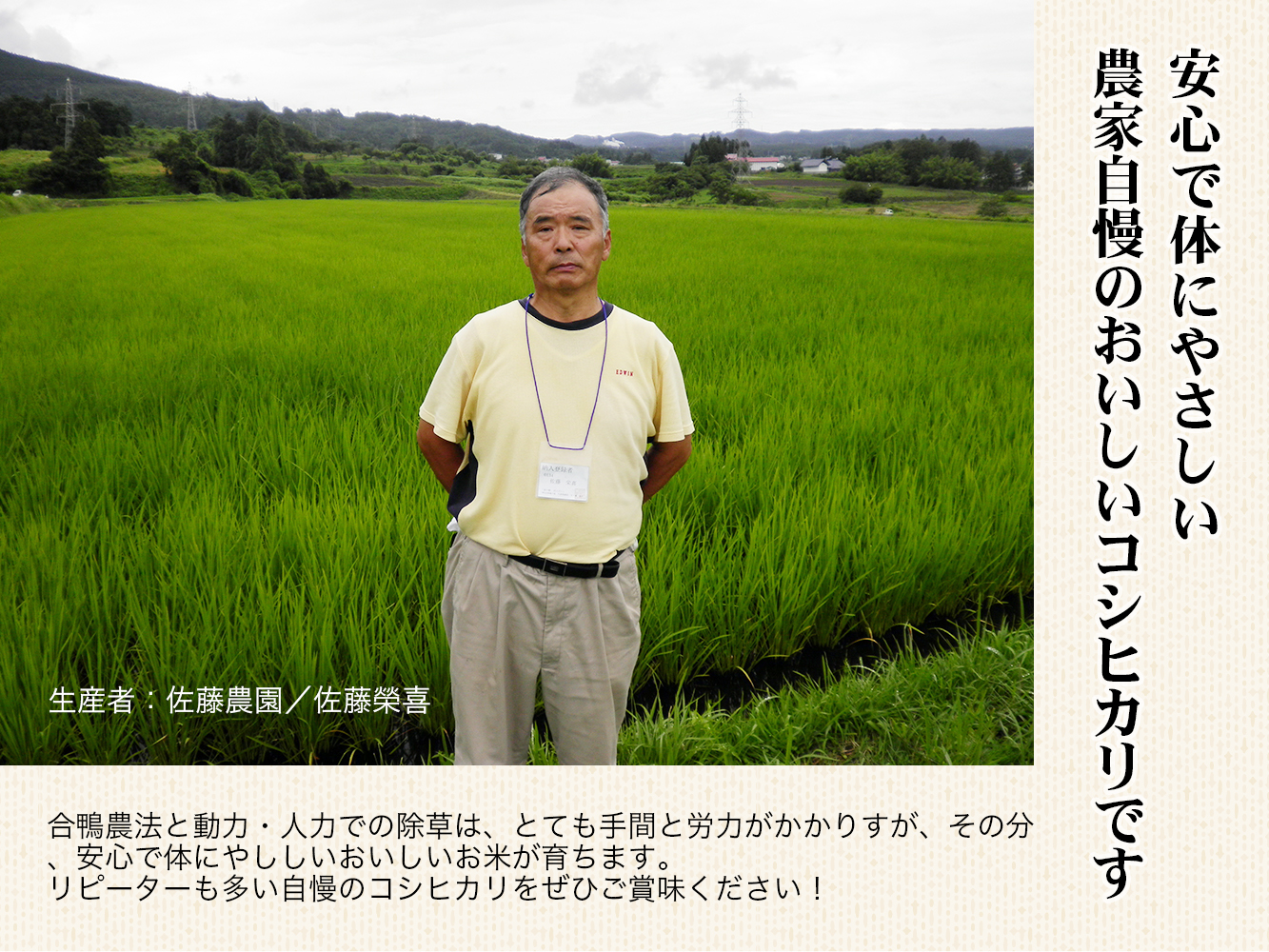 【令和7年産新米】農薬不使用　コシヒカリ米　合鴨農法　10kg(特別栽培米、旧名：会津磐梯山宝米） 