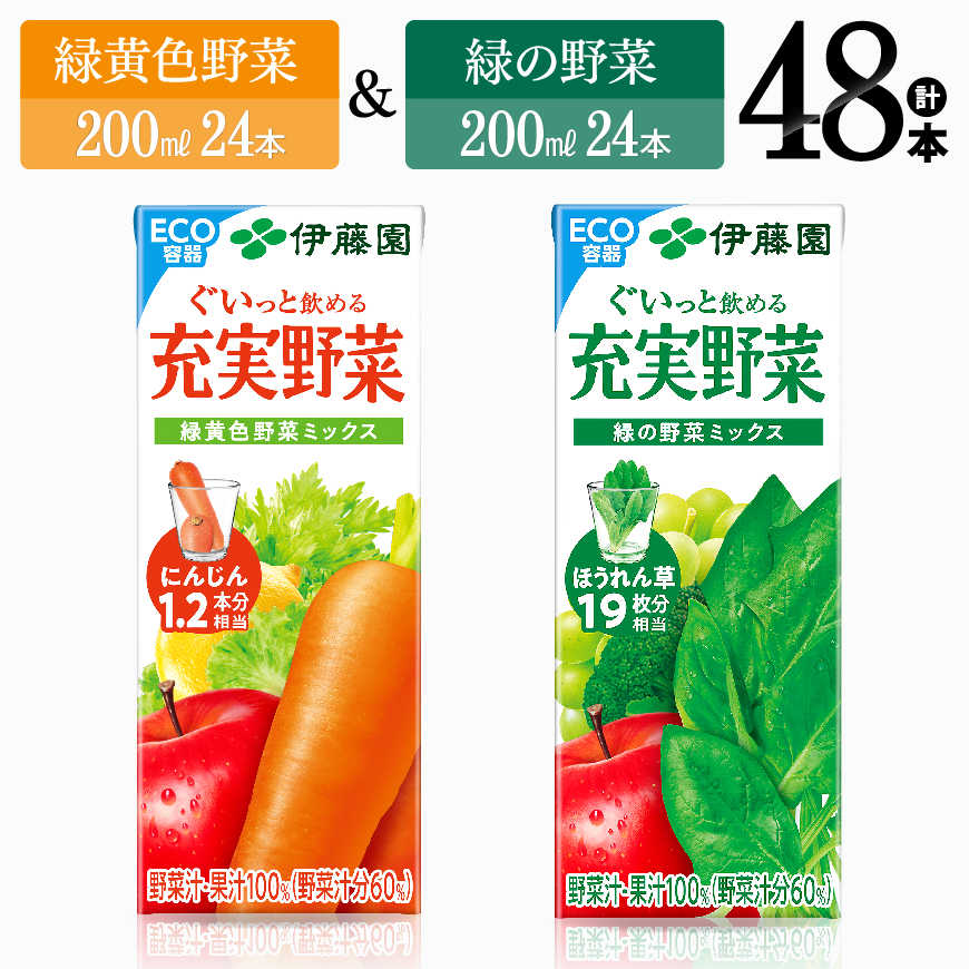 伊藤園緑黄色野菜＆緑の野菜（紙パック）48本　野菜ジュース 野菜[E7359]