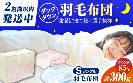 【ブルー系】【夏用】シングル掛け布団 羽毛0.3kg ダックダウン 布団 シングル 寝具 だうん 綿 広川町 / ヒラモリ株式会社 [AFAO007]