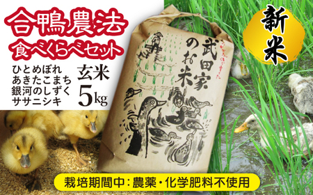 《令和６年産》 新米 武田家のお米 玄米4種食べ比べセット ５kg×４袋＜合鴨農法＞【米農家 仁左ェ門】 / 米 ５キロ ４袋 アイガモ