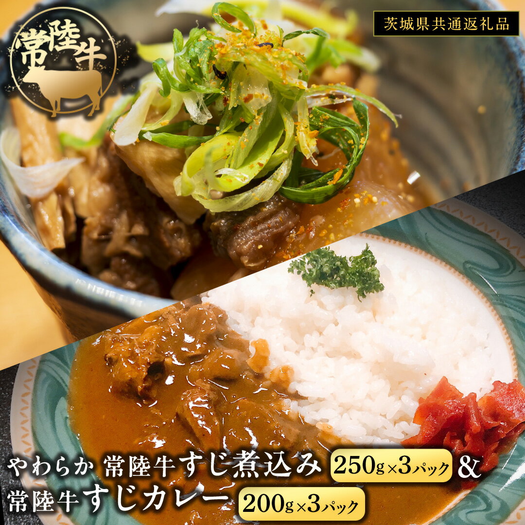 【ふるさと納税】やわらか 常陸牛 すじ煮込み と すじカレー セット 各3パック 【茨城県共通返礼品】 カレー 牛すじ 煮込み お肉 牛肉 簡単 冷凍 レトルト