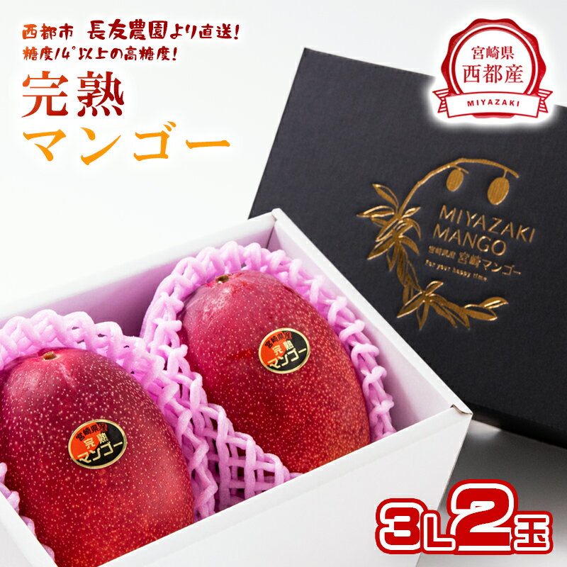 【ふるさと納税】長友農園 完熟マンゴー「3L×2玉」 宮崎県 西都産 化粧箱＜1.7-44＞令和7年収穫分 先行予約