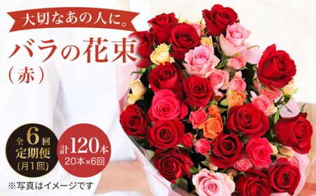【6回定期便】 バラ の 花束 （赤） ＜花工房るふらん＞ [CCR021]